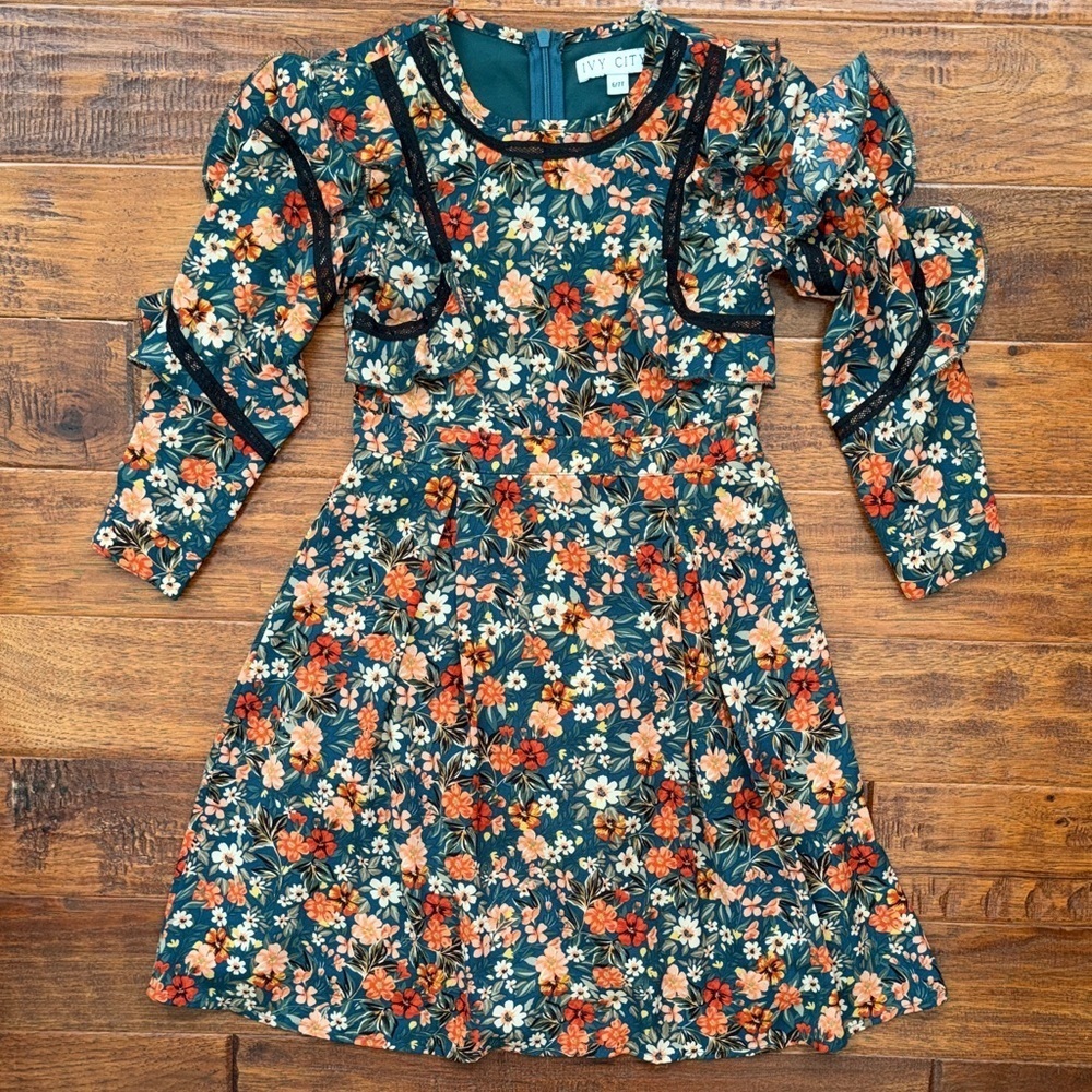 Ivy City Co Mini Naomi Floral Dress with Puff Ruffle Sleeves, 6/7